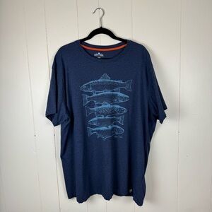 Lake & Trail Navy Graphic Fishing Tee XXXL Recycled Cotton Blend